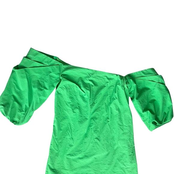 Mare Mare X Free People Carlie Tunic Puff Sleeve Asymmetric Green Mini Dress S - Picture 4 of 12